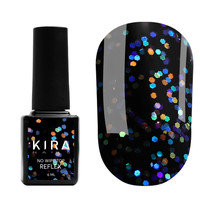 Зображення  Kira Nails No Wipe Top Reflex - топ без липкого шару з голографічною крихтою, 6 мл