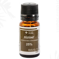 Зображення  Пілінг для обличчя ретинолово-гліколевий 25%, рН 2,5 Green Health П-027, 100 мл, Об'єм (мл, г): 100