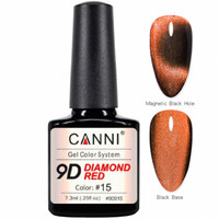 Зображення  Гель-лак CANNI 9D Diamond red 15, 7,3 мл, Об'єм (мл, г): 7.3, Колір: 15