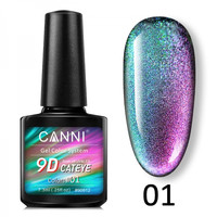 Зображення  Гель-лак CANNI 9D Galaxy Cat eye 01 смарагдово-бузковий, 7,3 мл, Об'єм (мл, г): 7.3, Колір: 01