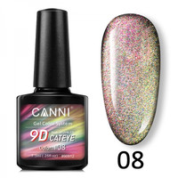 Зображення  Гель-лак CANNI 9D Galaxy Cat eye 08 рожевий-золотий, 7,3 мл, Об'єм (мл, г): 7.3, Колір: 08