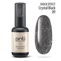 Зображення  Гель лак для нігтів PNB Shock Effect 8 мл, № 09 Crystal Black, Об'єм (мл, г): 8, Колір: 009