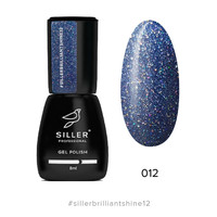 Зображення  Гель-лак для нігтів Siller Professional Brilliant Shine №12 (світло-синій з блискітками), 8 мл, Об'єм (мл, г): 8, Колір: 12
