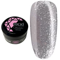 Зображення  Камуфлююча база для гель-лаку OXXI Cover Base 30 мл № 40 срібна з мікроблиском, Об'єм (мл, г): 30, Колір: 40