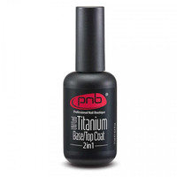 Зображення  Титанове покриття 2в1 PNB Titanium Base Top Coat 2 in 1, 17 мл, Об'єм (мл, г): 17, Колір: Прозорий