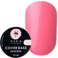 Изображение  База для гель-лака Saga professional Shimmer Base New 15 мл, № 4 коралловый с шиммером, Объем (мл, г): 15, Цвет: 04