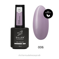 Изображение  Siller Nude Base Pro №6 камуфлирующая цветная база (пыльно-сиреневый), 15 мл, Объем (мл, г): 15, Цвет: 06