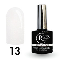 Зображення  Камуфлююча база для гель-лаку Roks Rubber Base French 8 мл, № 13, Об'єм (мл, г): 8, Колір: 013