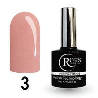 Зображення  Камуфлююча база для гель-лаку Roks Rubber Base French 8 мл, № 3, Об'єм (мл, г): 8, Колір: 003