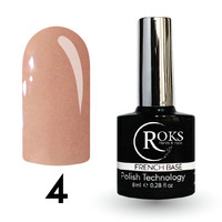 Зображення  Камуфлююча база для гель-лаку Roks Rubber Base French 8 мл, № 4, Об'єм (мл, г): 8, Колір: 004