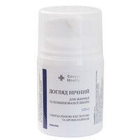 Зображення  Крем нічний для жирної та комбінованої шкіри з мигдальною кислотою та бромелайном (25+) Green Health ОКЖ-004, 50 мл, Об'єм (мл, г): 50