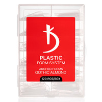 Зображення  Багаторазові пластикові форми для нарощування нігтів Arched forms Gothic Almond, 120 шт. в коробці