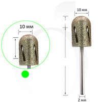 Зображення  Фреза алмазна для педикюру Циліндр зелений 10 мм