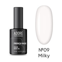 Зображення  Камуфлююча база Adore Professional French Base 09 Milky, 15 мл, Об'єм (мл, г): 15, Колір: 09