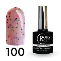 Изображение  Камуфлирующая база для гель-лака Roks Rubber Base French Potal 8 мл, № 100, Объем (мл, г): 8, Цвет: 100