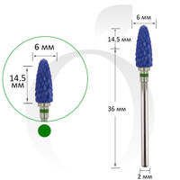 Зображення  Фреза керамічна кукурудза зелена+синя 6 мм, робоча частина 14.5 мм