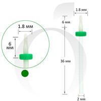 Зображення  Фреза керамічна голка зелена 1.8 мм, робоча частина 6 мм