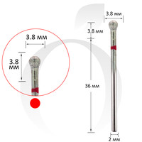 Зображення  Фреза алмазна куля червона 3.8 мм