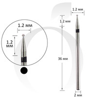 Зображення  Фреза алмазна куля чорна 1.2 мм