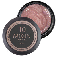 Изображение  Moon Full Poly Gel №10 полигель для наращивания ногтей Сочно-розовый с шиммером, 30 мл, Объем (мл, г): 30, Цвет: 10