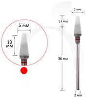 Зображення  Фреза керамічна конус червона 5 мм, робоча частина 13 мм