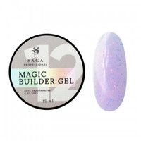 Изображение  Гель камуфлирующий SAGA Builder Gel Magic №12 лиловый с разноцветной поталью, 15 мл, Объем (мл, г): 15, Цвет: 12