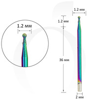 Изображение  Фреза алмазная шар цветная, диаметр 1.2 мм, Диаметр головки (мм): 1.2