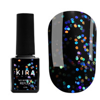Изображение  Kira Nails No Wipe Top Reflex – топ без липкого слоя с голографической крошкой, 6 мл