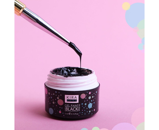 Изображение 2 Гель-краска Kira Nails No Wipe, Black, 5 мл