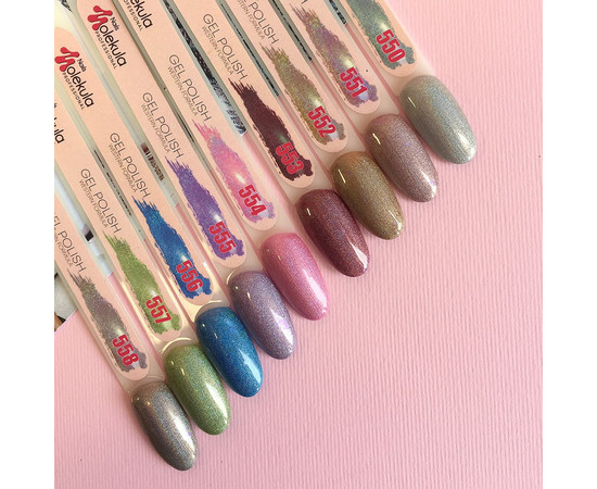 Зображення 2 Гель-лак для нігтів Nails Molekula Holographic UV Gel Polish 6 мл №556, Об'єм (мл, г): 6, Колір: 556