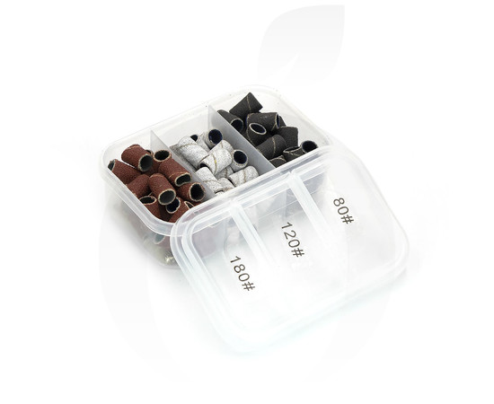 Изображение 2 Набор наждачных насадок для маникюрного фрезера 80, 120, 180 грит по 25 шт с металлическим основанием