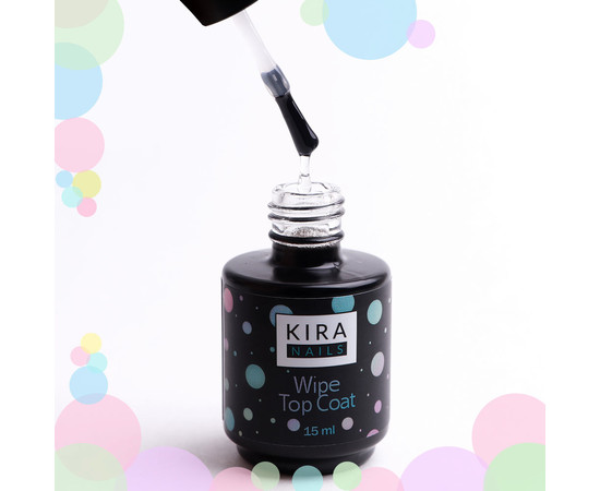 Зображення 2 Kira Nails Wipe Top Coat - закріплювач для гель-лаку з липким шаром, 15 мл