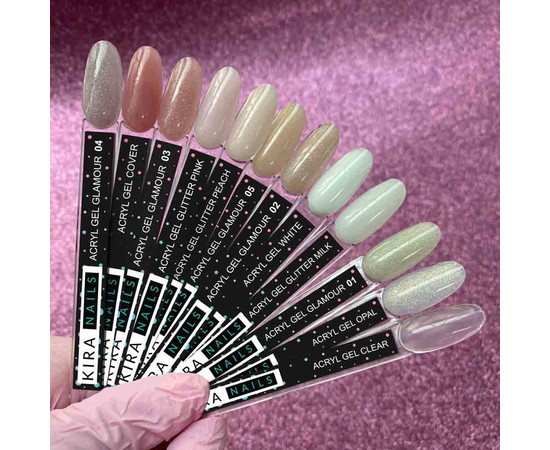 Зображення 2 Акрил-гель (полігель) для нарощування Kira Nails Acryl Gel - Glitter Pink, 5 г