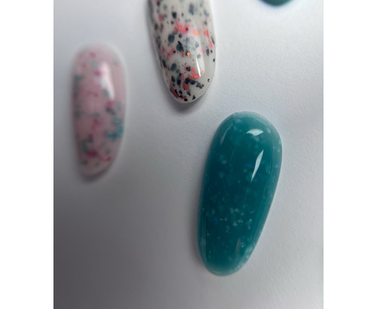 Изображение 3 Камуфлирующая база для ногтей Siller Terrazzo Base 8 мл, № 7 бирюзовая с белой поталью, Объем (мл, г): 8, Цвет: 007