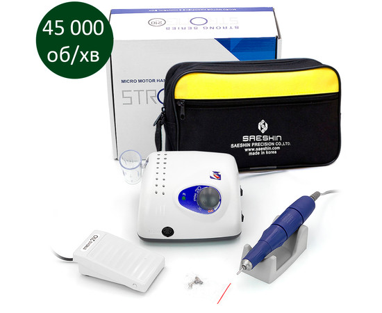 Изображение 2 Фрезер для маникюра Strong 210 65 Вт 45 000 об, ручка 105L + Сумка