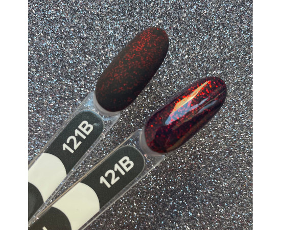 Зображення 3 Гель-лак для нігтів Siller Professional Classic №121B (чорний із червоними блискітками), 8 мл, Об'єм (мл, г): 8, Колір: 121B