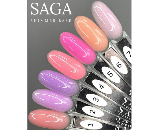 Изображение 2 База для гель-лака Saga professional Shimmer Base New 15 мл, № 4 коралловый с шиммером, Объем (мл, г): 15, Цвет: 04