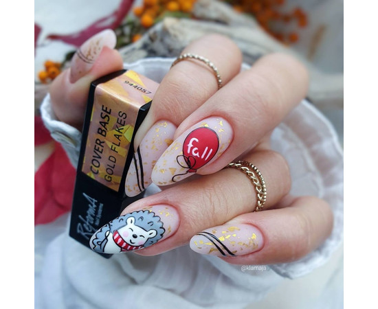 Зображення 3 Камуфлююча база для нігтів ReformA Cover Base 10 мл, Gold Flakes, Об'єм (мл, г): 10, Колір: Gold