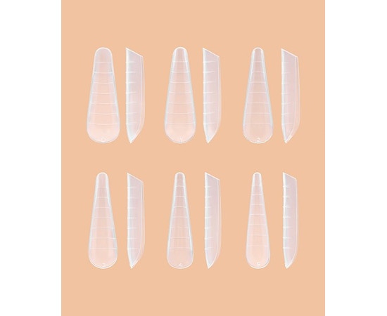 Зображення 2 Багаторазові пластикові форми для нарощування нігтів Arched forms Gothic Almond, 120 шт. в коробці