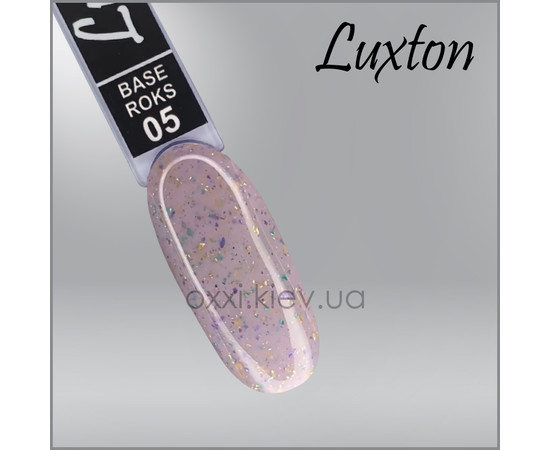 Изображение 2 Камуфлирующая база LUXTON Roks Base 15 мл, №5 сиренево-розовый с миксом блесток и слюды золотого, бирюзового и фиолетового цвета, Объем (мл, г): 15, Цвет: 005