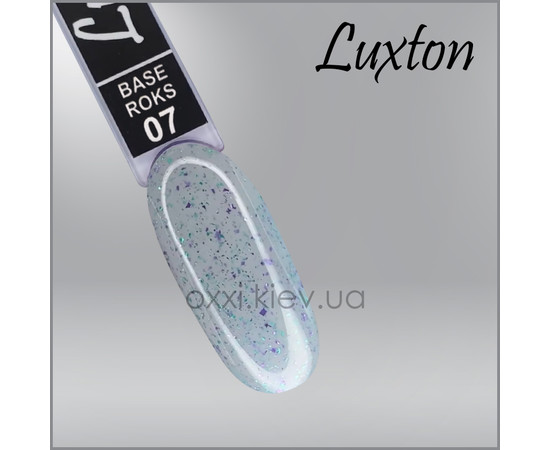 Изображение 2 Камуфлирующая база LUXTON Roks Base 15 мл, №7 серо-голубой с миксом бесток и слюды бирюзового и фиолетового цвета, Объем (мл, г): 15, Цвет: 007