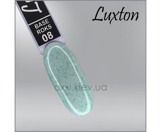 Изображение 2 Камуфлирующая база LUXTON Roks Base 15 мл, №8 нежный мятный с блестками и слюдой бирюзового и белого цвета, Объем (мл, г): 15, Цвет: 008