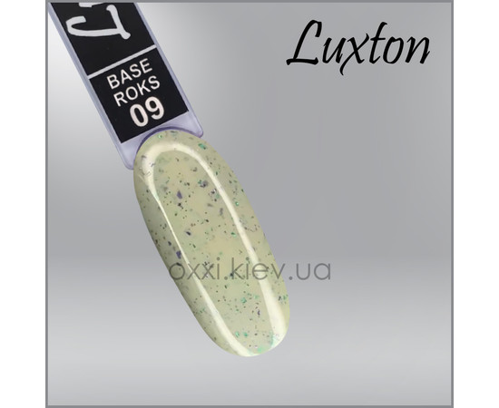 Зображення 2 Камуфлююча база LUXTON Roks Base 15 мл, № 9 блідо-лимонний з міксом блискіток і слюди зелено-бірюзового та фіолетового кольору, Об'єм (мл, г): 15, Колір: 009