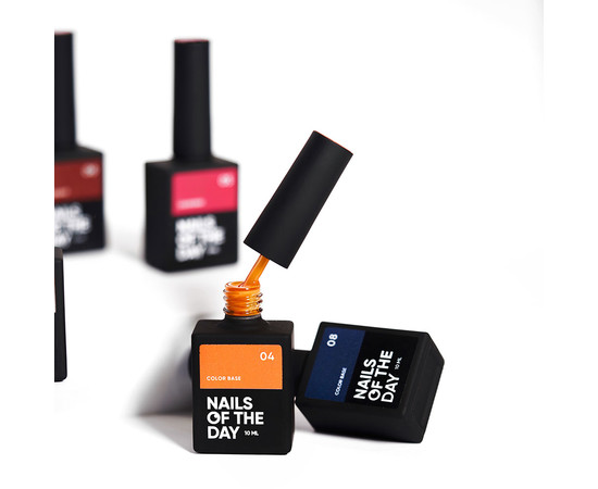 Зображення 5 Nails of the Day Сolor base 04 – кольорова база для нігтів (морквяний оранж), 10 мл, Об'єм (мл, г): 10, Колір: 04