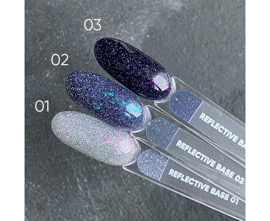 Зображення 2 Nails of the Day Reflective base 01 – камуфлююча світловідбиваюча база з шиммером (срібні та рожеві блискітки), 10 мл, Об'єм (мл, г): 10, Колір: 01