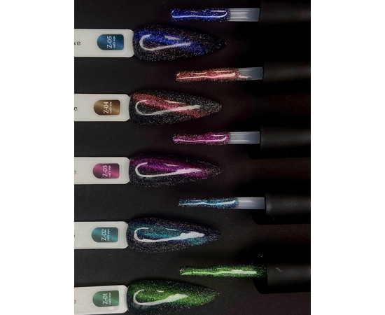 Зображення 6 Гель-лак світловідбиваючий "котяче око" ADORE prof. cat's eye 7,5 мл Z-05 синій з фіолетовими переливами, Об'єм (мл, г): 7.5, Колір: Z-05 синій з фіолетовими переливами