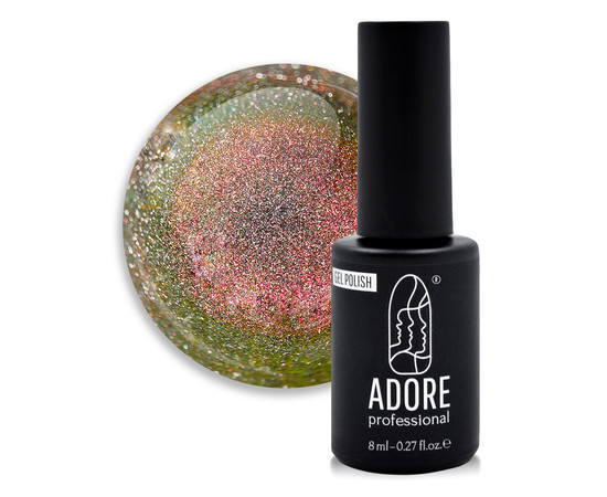 Зображення 2 Гель-лак світловідбиваючий "котяче око" ADORE prof. cat's eye 7,5 мл Z-04 золотий з малиновими переливами, Об'єм (мл, г): 7.5, Колір: Z-04 золотий з малиновими переливами
