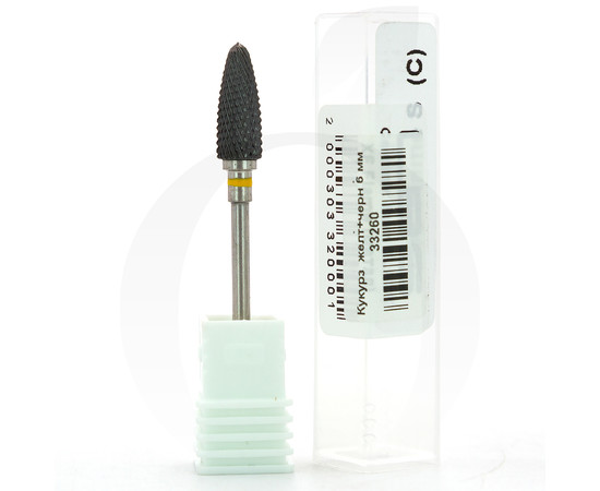 Зображення 2 Фреза кукурудза керамічна жовта+чорна 6 мм, робоча частина 14.5 мм