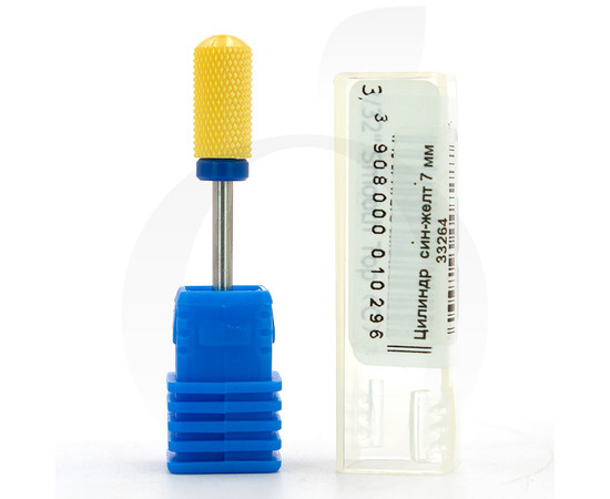Зображення 2 Фреза керамічна циліндр синя+жовта 7 мм, робоча частина 14 мм