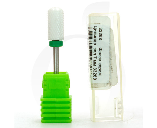 Зображення 2 Фреза керамічна циліндр зелена 7 мм, робоча частина 14 мм